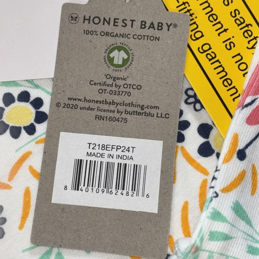 Honest Baby 2 Piece floral peach Pajama 100% Organic Cotton Size 4T